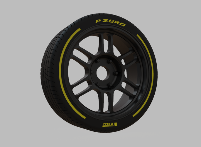 Miniature Enkei RPT1 Rim & Tire  - 3D Print - No Textures