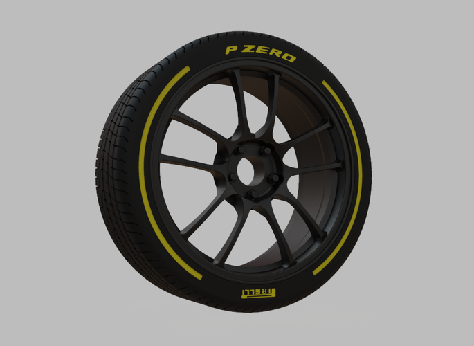 Miniature Enkei PF01 Rim & Tire  - 3D Print - No Textures