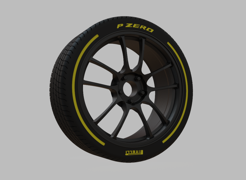 Miniature Enkei PF01 Rim & Tire  - 3D Print - No Textures