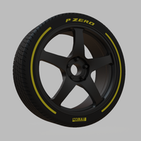 Miniature Enkei PF05 Rim & Tire  - 3D Print - No Textures - Thumbnail 2