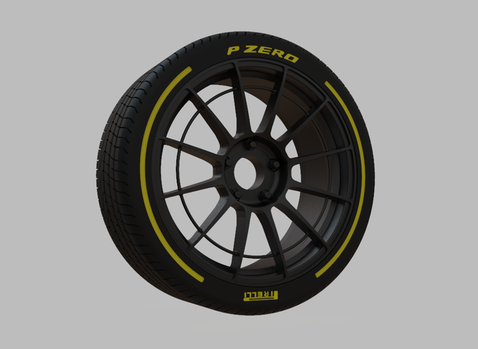 Miniature Enkei NT03RR Rim & Tire  - 3D Print - No Textures