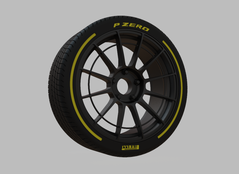 Miniature Enkei NT03RR Rim & Tire  - 3D Print - No Textures