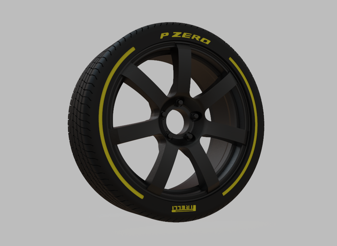 Miniature Enkei PF07 Rim & Tire  - 3D Print - No Textures