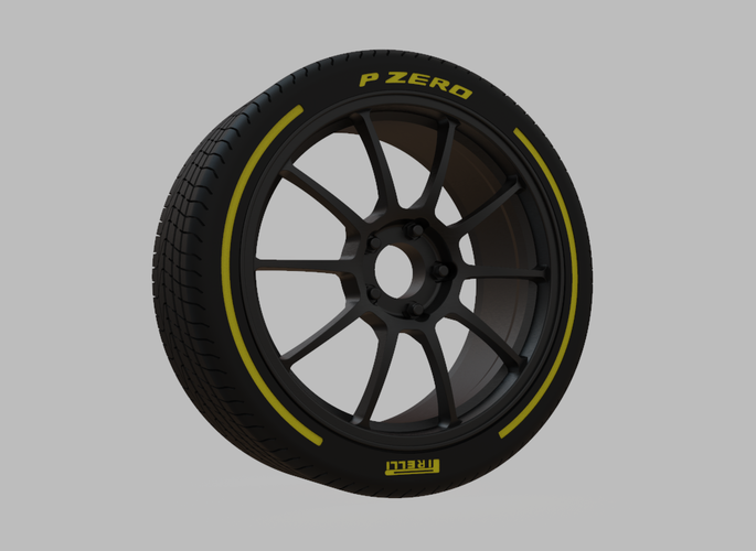 Miniature Enkei Triumph Rim & Tire  - 3D Print - No Textures