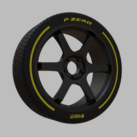 Miniature Enkei T6R Rim & Tire  - 3D Print - No Textures - Thumbnail 2