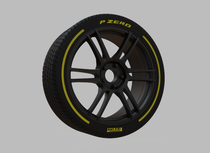Miniature Enkei TSR-6 Rim & Tire  - 3D Print - No Textures