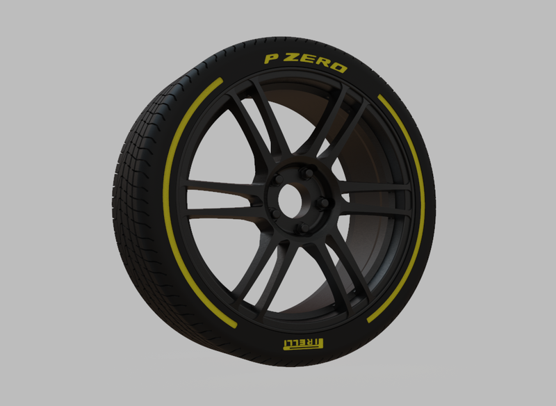 Miniature Enkei TSR-6 Rim & Tire  - 3D Print - No Textures