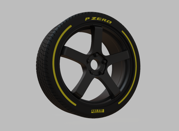 Miniature Enkei Kojin Rim & Tire  - 3D Print - No Textures