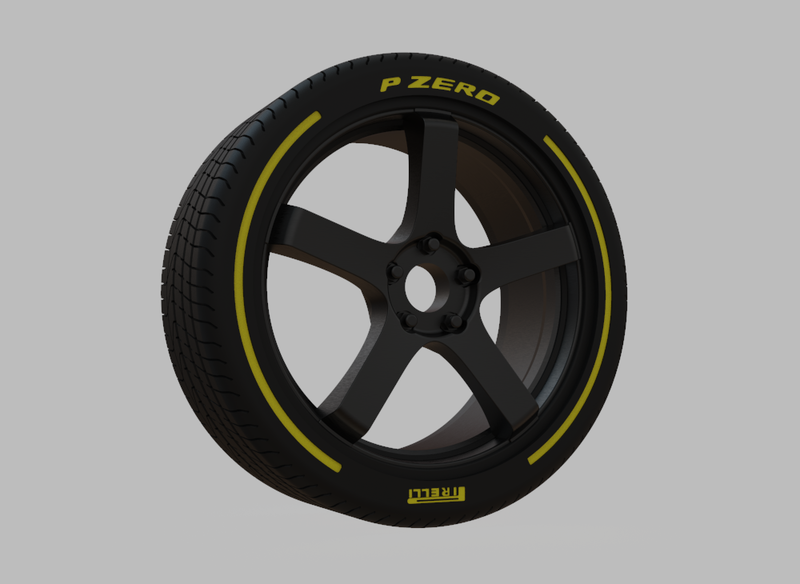 Miniature Enkei Kojin Rim & Tire  - 3D Print - No Textures