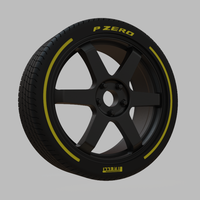 Miniature Enkei T6S Rim & Tire  - 3D Print - No Textures - Thumbnail 2