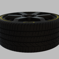 Miniature Enkei T6S Rim & Tire  - 3D Print - No Textures - Thumbnail 3