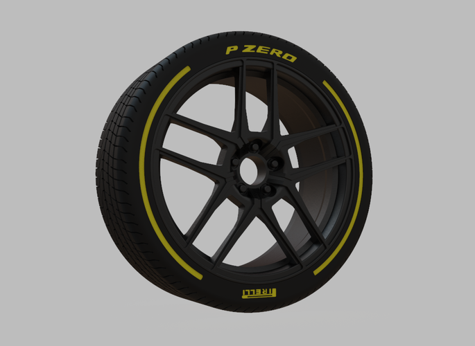Miniature Enkei TY5 Rim & Tire  - 3D Print - No Textures
