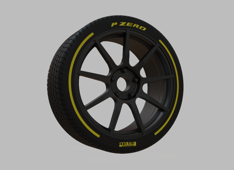 Miniature Enkei TS9 Rim & Tire  - 3D Print - No Textures