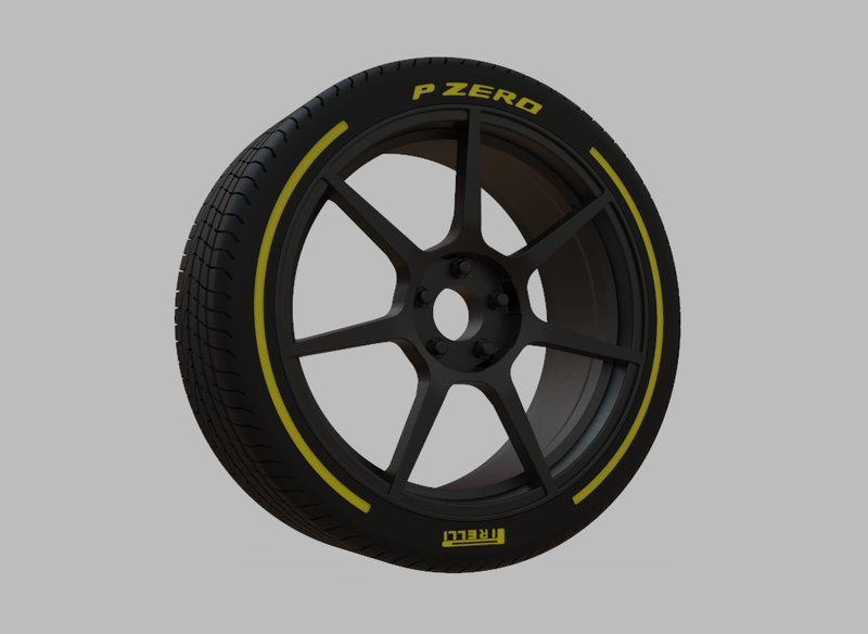 Miniature Enkei TFR Rim & Tire  - 3D Print - No Textures