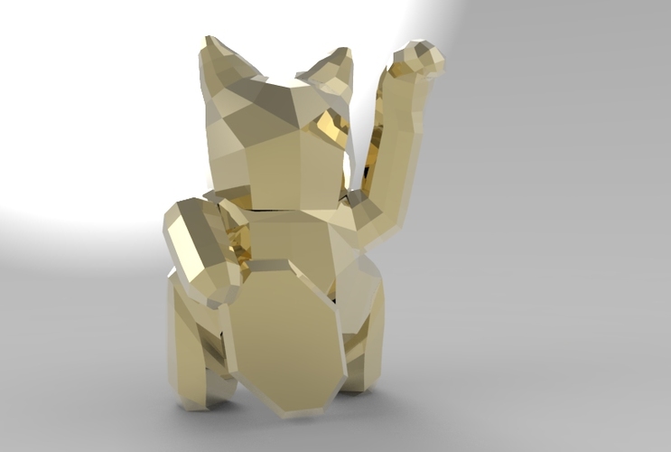 Low Poly Maneki Neko (Japanese Cat) 3D Print 5543