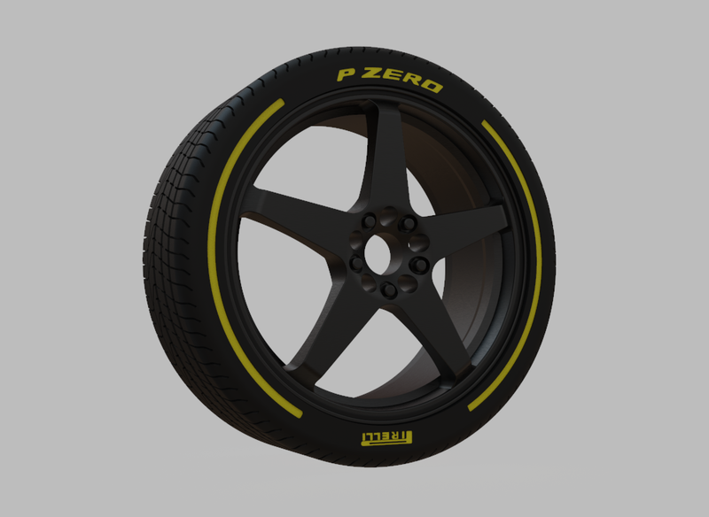 Miniature Enkei EV5 Rim & Tire  - 3D Print - No Textures