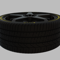 Miniature Enkei EV5 Rim & Tire  - 3D Print - No Textures - Thumbnail 3