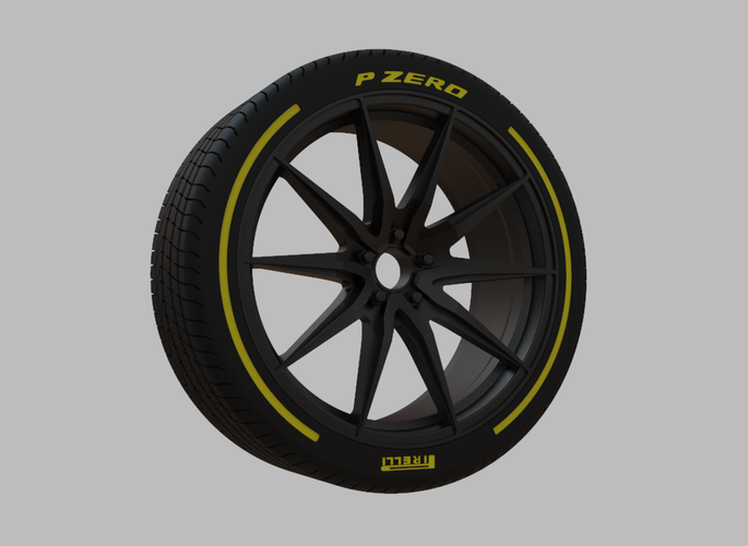 Miniature Enkei Draco Rim & Tire  - 3D Print - No Textures