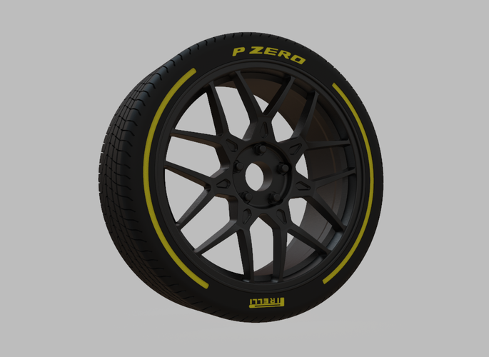 Miniature Enkei PDC Rim & Tire  - 3D Print - No Textures