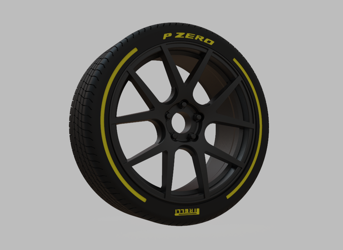 Miniature Enkei M52 Rim & Tire  - 3D Print - No Textures