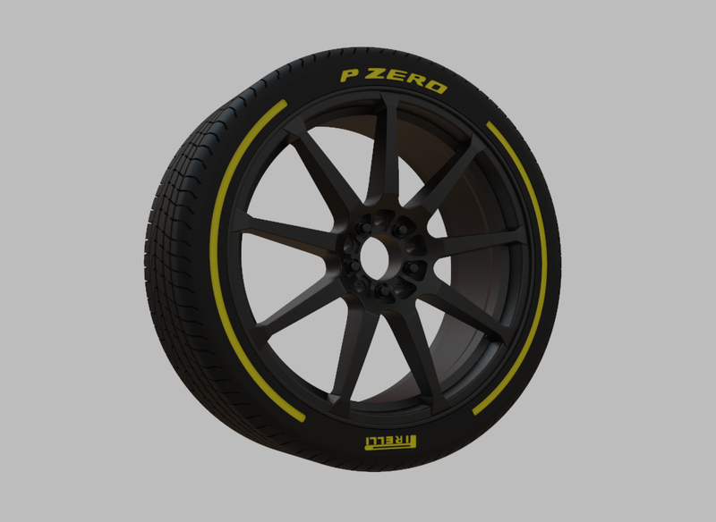 Miniature Enkei EDR9 Rim & Tire  - 3D Print - No Textures