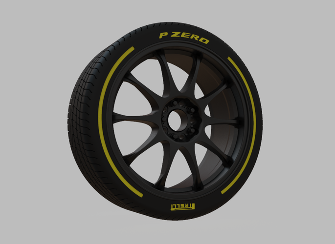 Miniature Enkei J10 Rim & Tire  - 3D Print - No Textures
