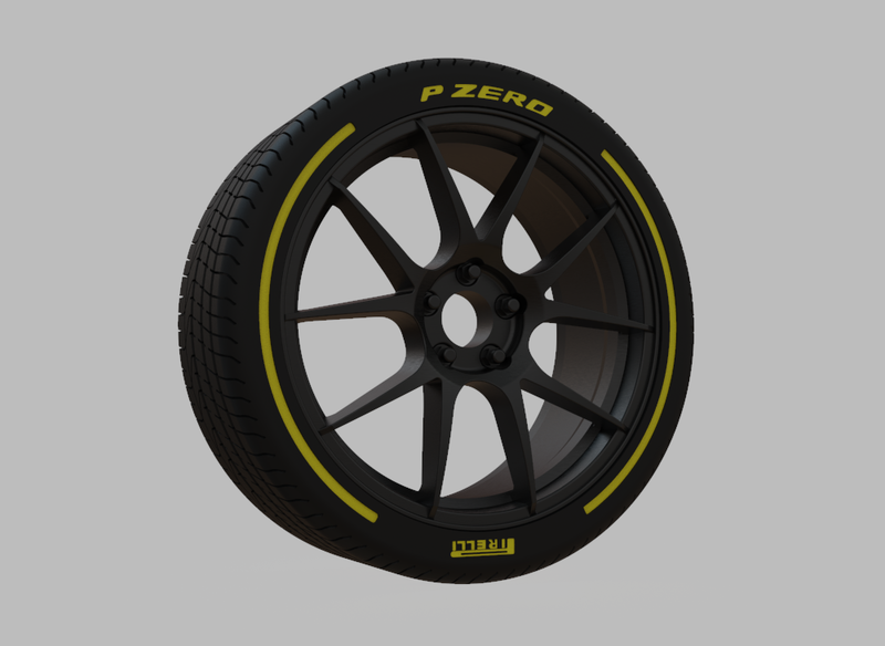 Miniature Enkei YS5 Rim & Tire  - 3D Print - No Textures