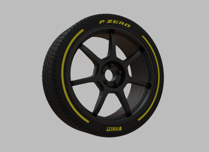 Miniature Enkei GT7 Rim & Tire  - 3D Print - No Textures