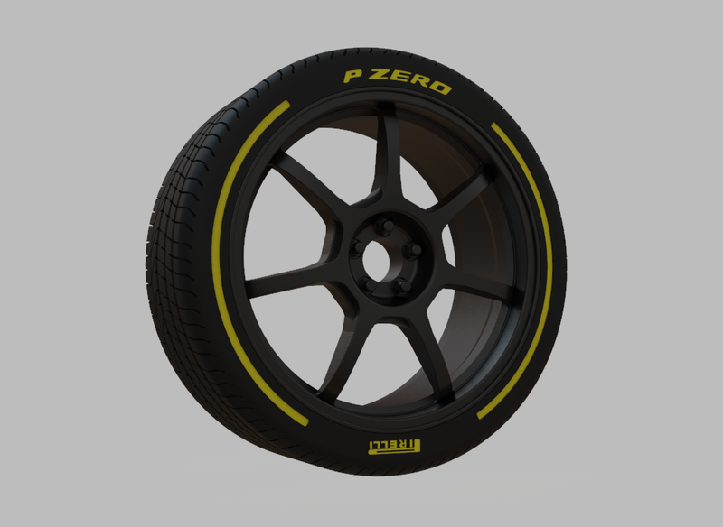 Miniature Enkei GT7 Rim & Tire  - 3D Print - No Textures