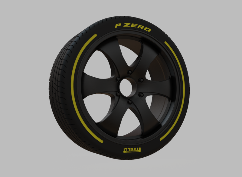 Miniature Enkei M6 Rim & Tire  - 3D Print - No Textures
