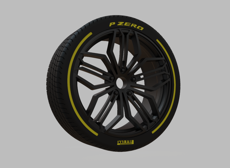 Miniature Enkei CUV Rim & Tire  - 3D Print - No Textures