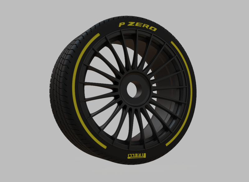 Miniature Vossen HF-8 Rim & Tire  - 3D Print - No Textures