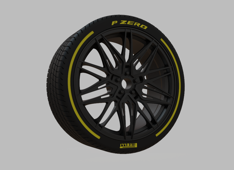 Miniature Vossen HF-7 Rim & Tire  - 3D Print - No Textures