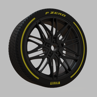 Miniature Vossen HF-7 Rim & Tire  - 3D Print - No Textures - Thumbnail 2