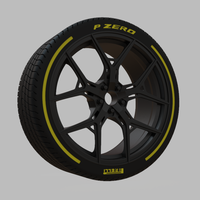 Miniature Vossen HF-5 Rim & Tire  - 3D Print - No Textures - Thumbnail 2
