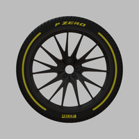 Miniature Vossen HF-4T Rim & Tire  - 3D Print - No Textures - Thumbnail 1