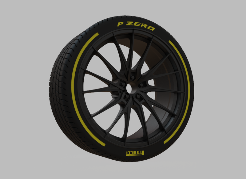 Miniature Vossen HF-4T Rim & Tire  - 3D Print - No Textures