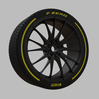 Miniature Vossen HF-4T Rim & Tire  - 3D Print - No Textures - Thumbnail 2