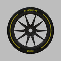 Miniature Vossen HF-3 Rim & Tire  - 3D Print - No Textures - Thumbnail 1