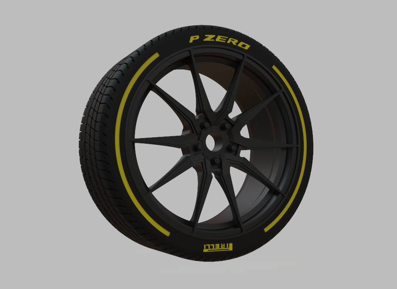Miniature Vossen HF-3 Rim & Tire  - 3D Print - No Textures