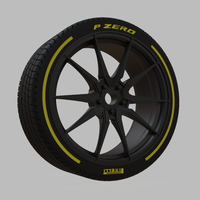 Miniature Vossen HF-3 Rim & Tire  - 3D Print - No Textures - Thumbnail 2