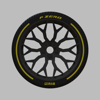 Miniature Vossen HF-2 Rim & Tire  - 3D Print - No Textures - Thumbnail 1