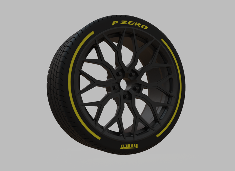 Miniature Vossen HF-2 Rim & Tire  - 3D Print - No Textures