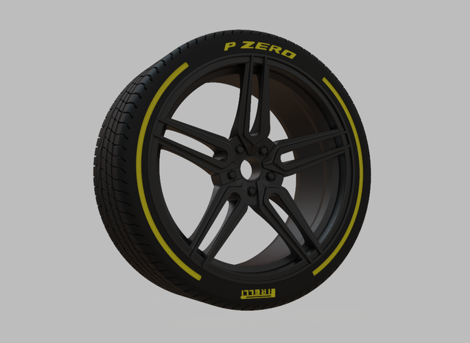 Miniature Vossen HF-1 Rim & Tire  - 3D Print - No Textures