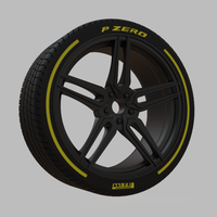 Miniature Vossen HF-1 Rim & Tire  - 3D Print - No Textures - Thumbnail 2