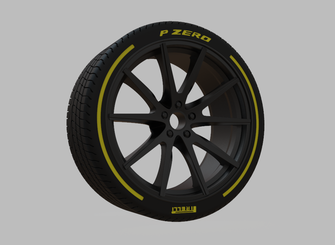 Miniature Vossen VFS-1 Rim & Tire  - 3D Print - No Textures