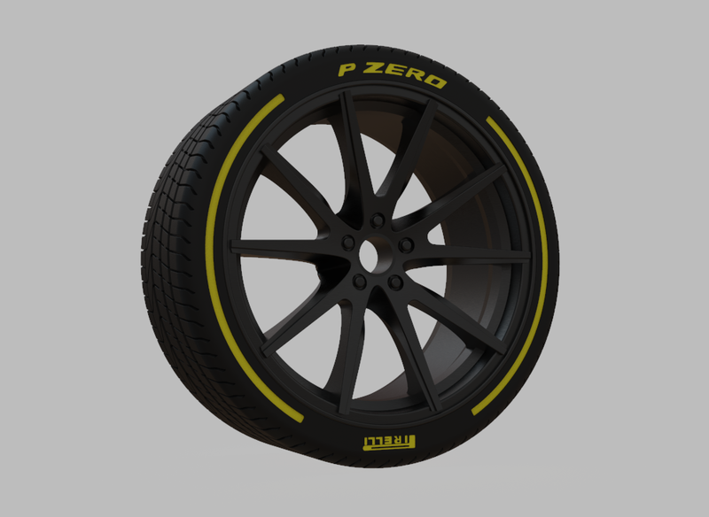 Miniature Vossen VFS-1 Rim & Tire  - 3D Print - No Textures