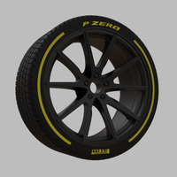 Miniature Vossen VFS-1 Rim & Tire  - 3D Print - No Textures - Thumbnail 2