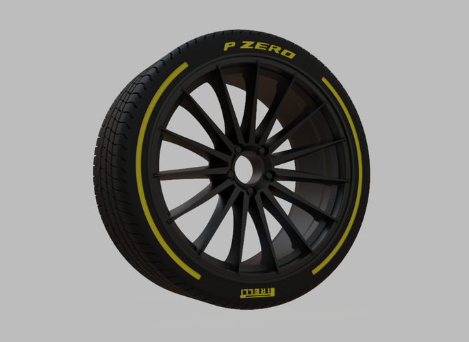 Miniature Vossen VFS-2 Rim & Tire  - 3D Print - No Textures