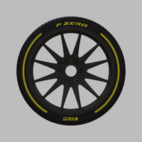 Miniature Vossen HF6-1 Rim & Tire  - 3D Print - No Textures - Thumbnail 1